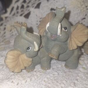 Homco Gray and Tan Elephant Figurines